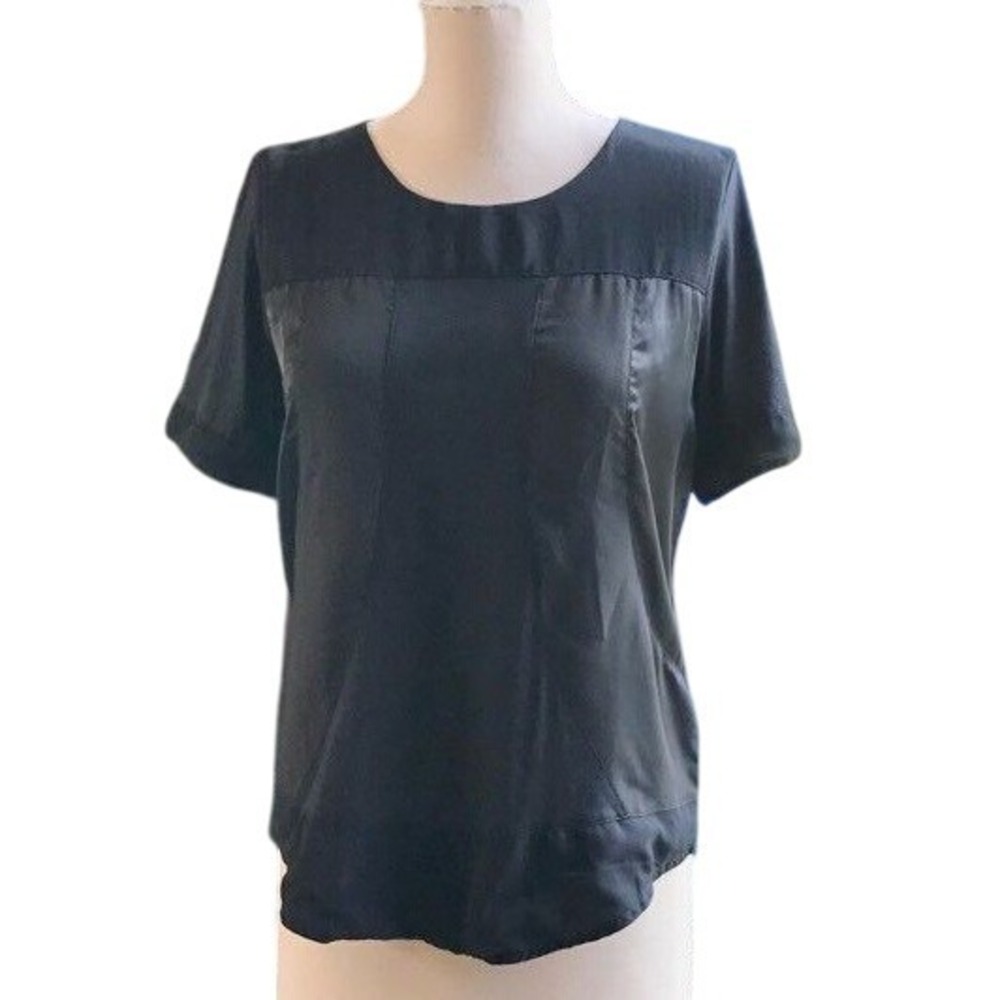 J. Crew‎ Black Whimsigoth Monochromatic Short Sleeve Blouse Shirt Size Medium